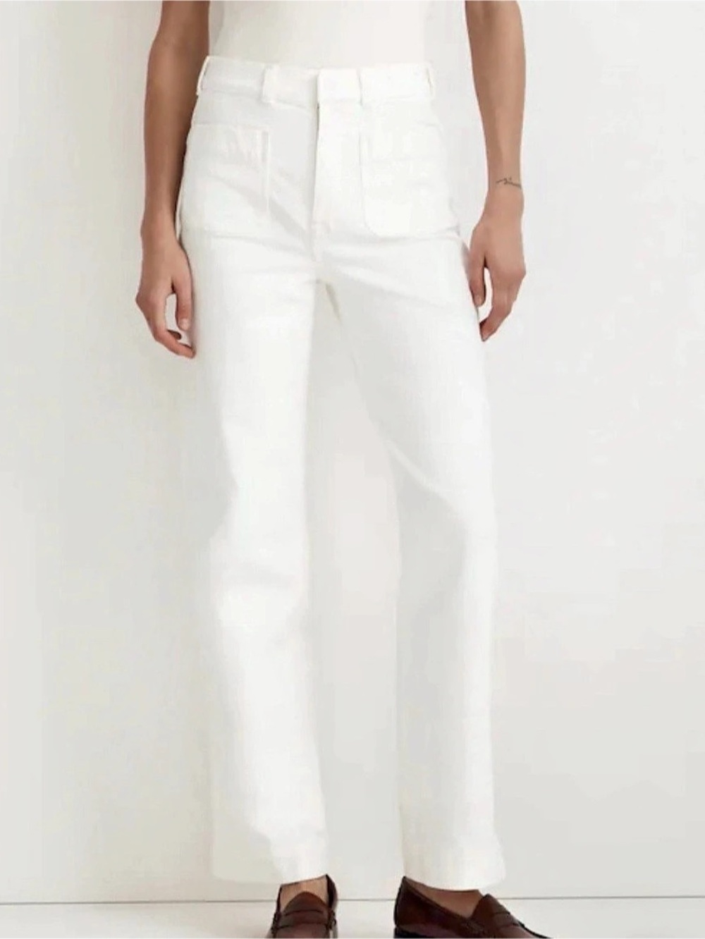 Madewell The Perfect Vintage Wide-Leg Crop Jean White Wide-Leg Crop Jeans Waist
